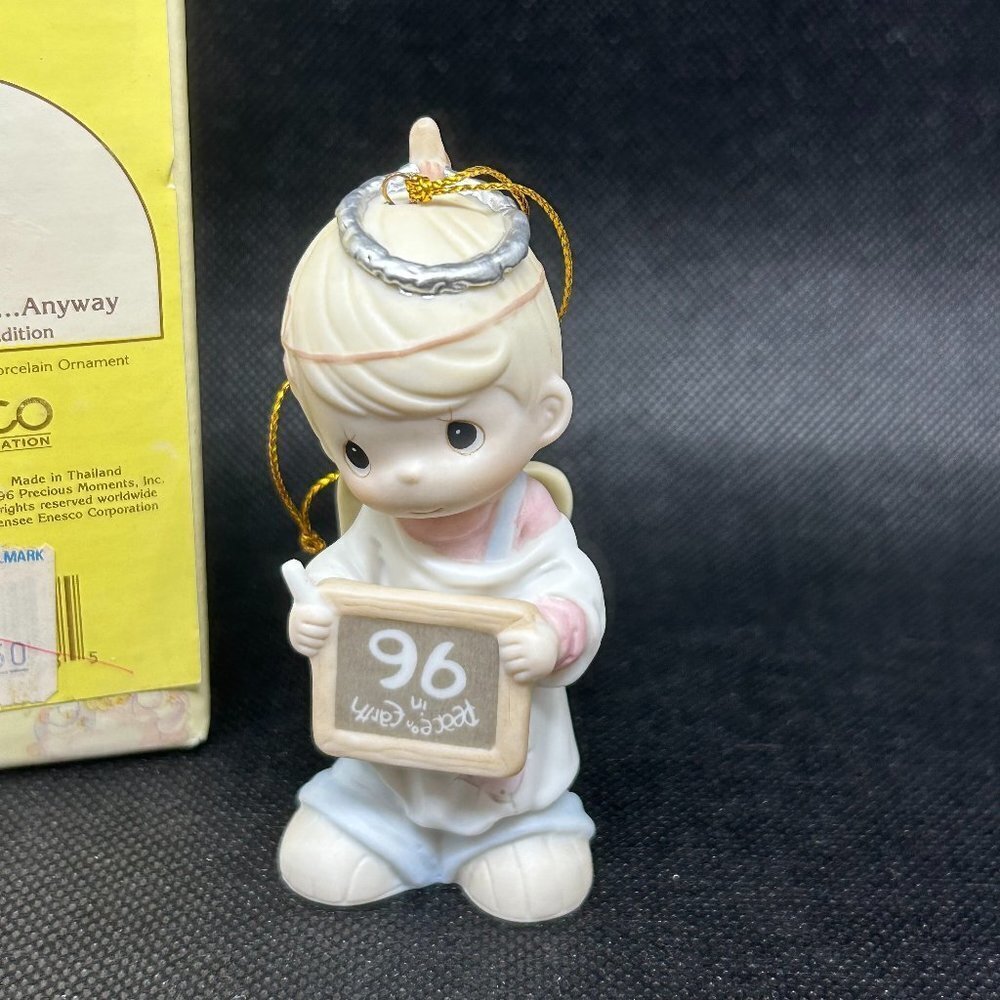 Precious Moments "Peace on Earth Anyway" 1996 Annual ornament